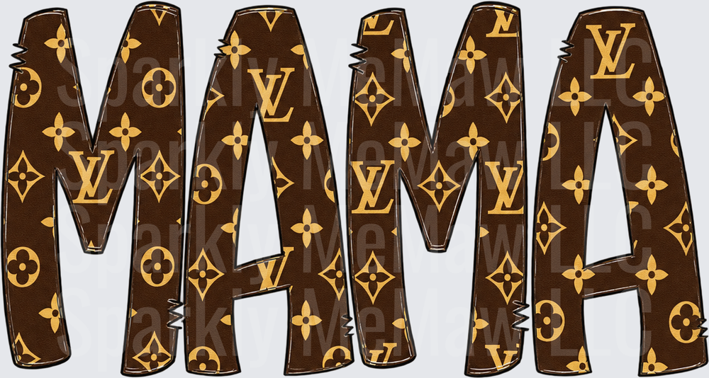 MAMA Brown Monogram Letters is a DTF Transfer for Fabrics