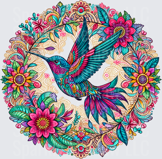 Hummingbird Floral Mandala is a UV DTF Decal
