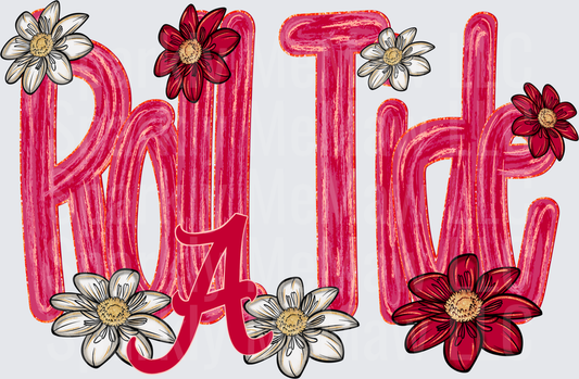Girl Dad Pink Floral Lettering with Daisies UV DTF Decal