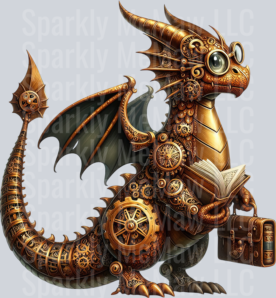 54 Steampunk Dragon UV DTF Clip Art Decal