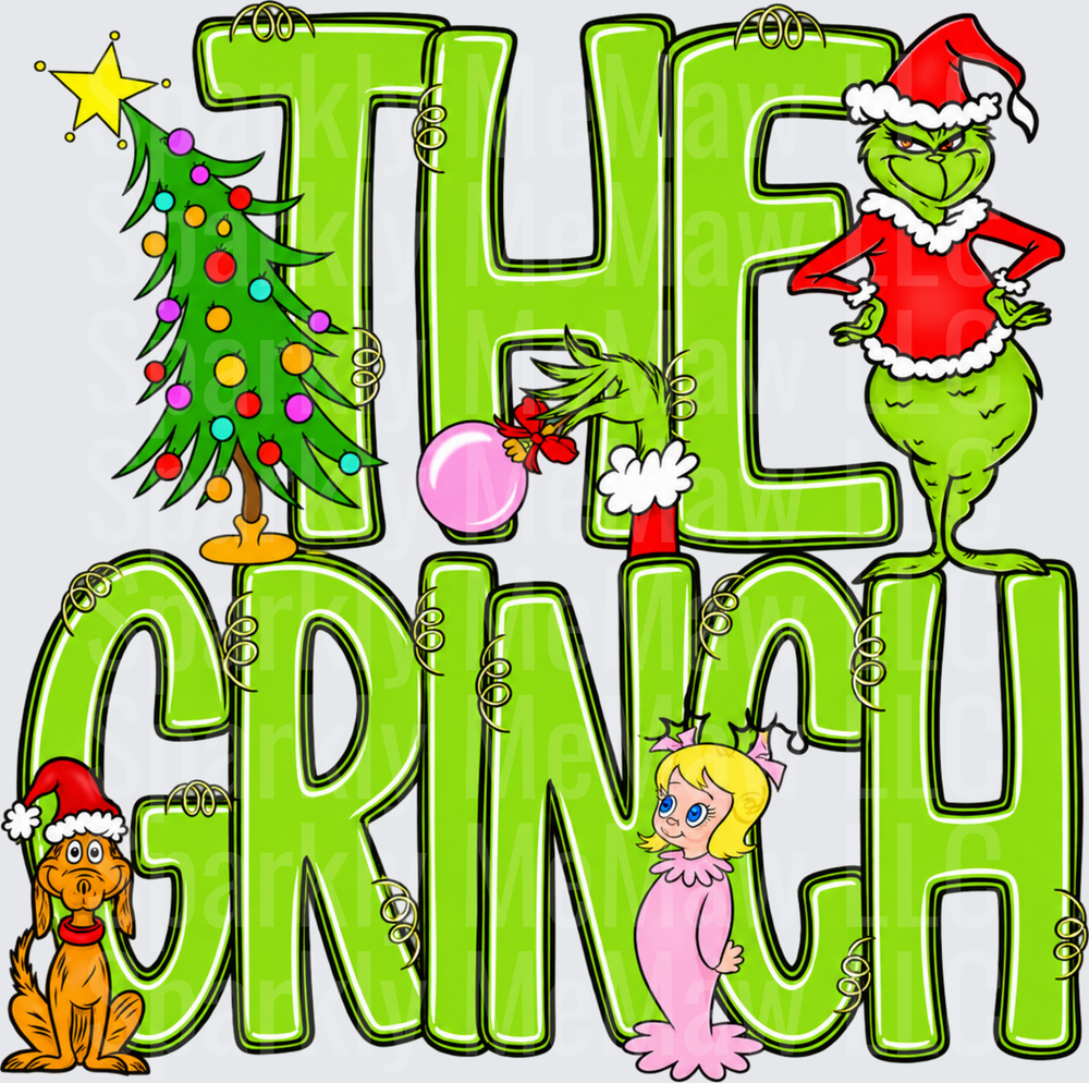 The Grinch Christmas Characters DTF Transfer for Fabrics