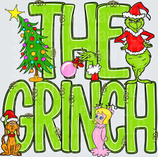 The Grinch Christmas Characters DTF Transfer for Fabrics