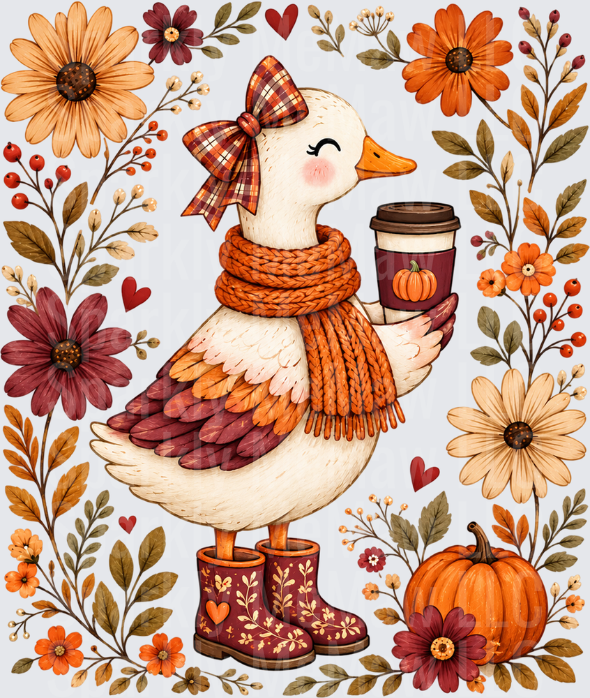 Cozy Fall Duck Floral is a UV DTF Decal
