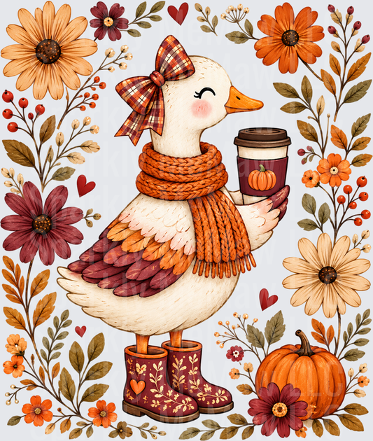 Cozy Fall Duck Floral is a UV DTF Decal