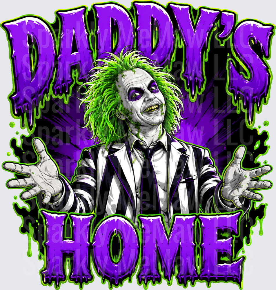 Beetlejuice Daddy's Home Purple Green Slime Horror Character UV DTF Decal