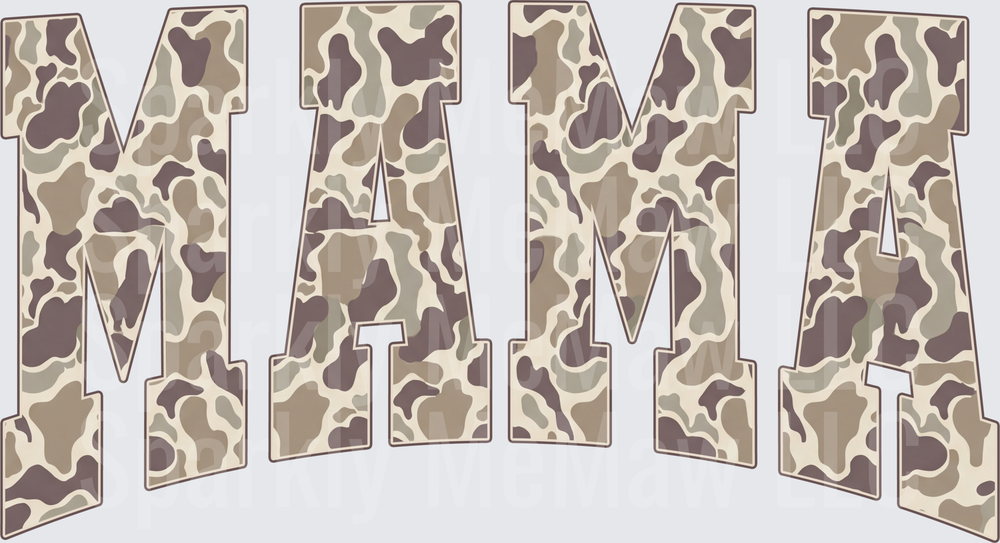 MAMA Brown Camouflage Letters UV DTF Decal