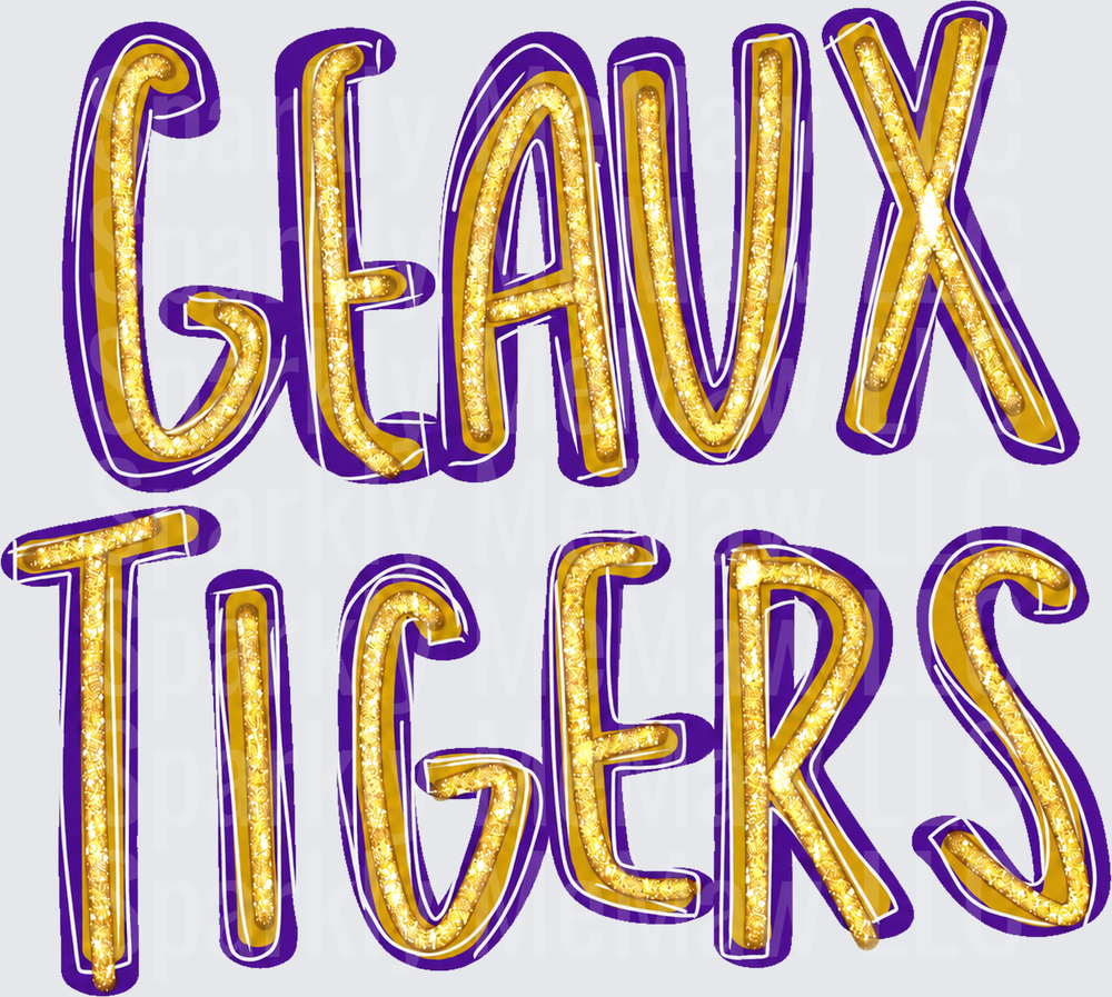 Geaux Tigers Purple Gold Glitter UV DTF Decal