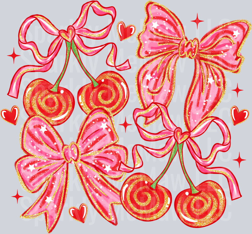 Brushstroke Coquette Cherries DTF Transfer