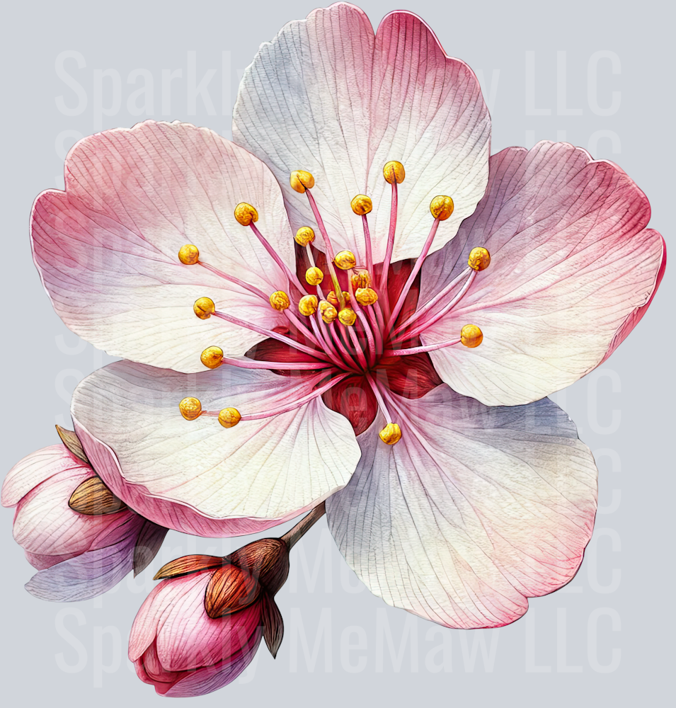 16 Cherry Blossoms Clip Art UV DTF Decal