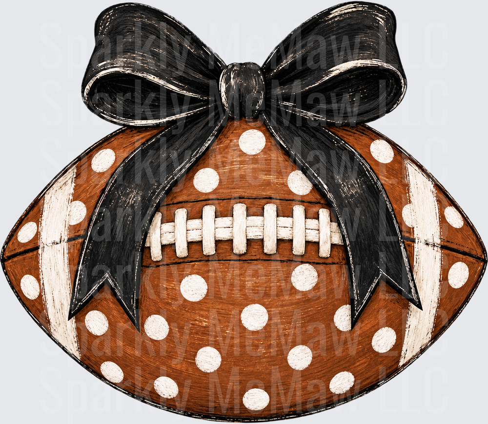 Polka Dot Football Bow UV DTF Decal