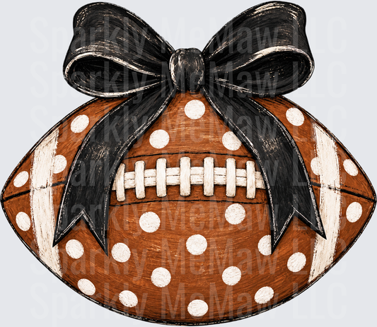 Polka Dot Football Bow UV DTF Decal