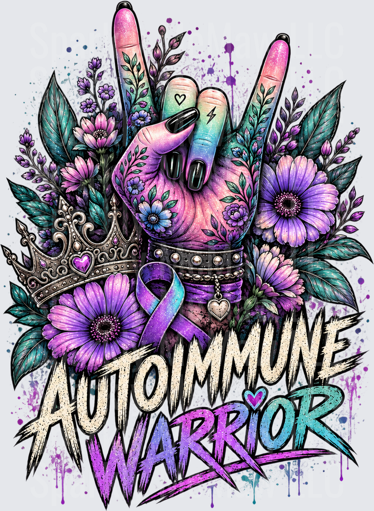 Autoimmune Warrior Rock Hand is a DTF Transfer for Fabrics