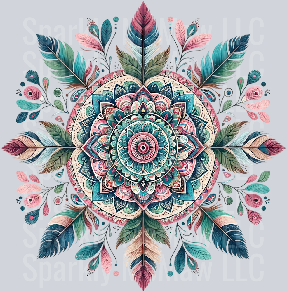 feathers mandala 2 Clip Art UV DTF Decal