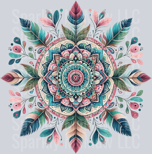 feathers mandala 2 Clip Art UV DTF Decal