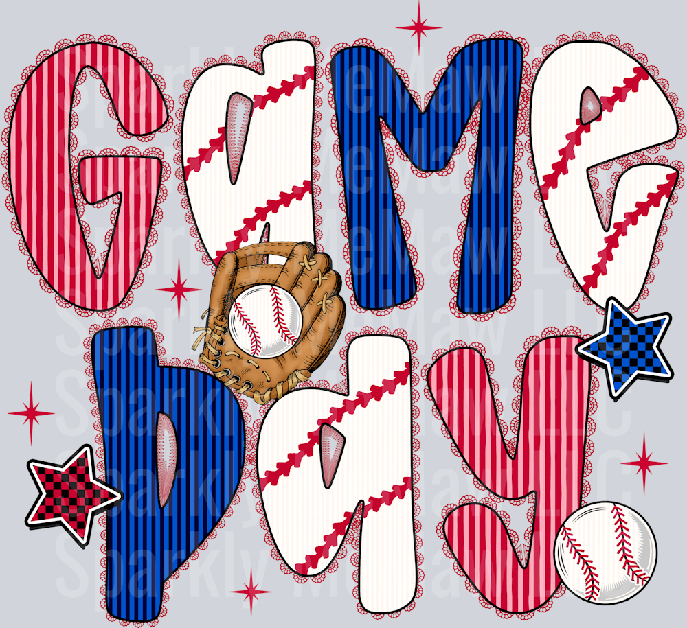 Game Day Baseball Seersucker  UV DTF Decal
