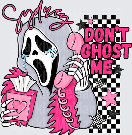 Ghostface Crying Don't Ghost Me Pink Checkered Retro uv dtf decal