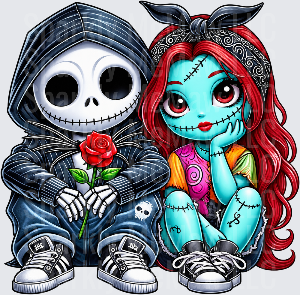 Chibi Jack and Sally UV DTF Decal
