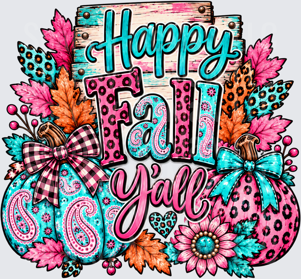 Happy Fall Y'all Pumpkins UV DTF Decal