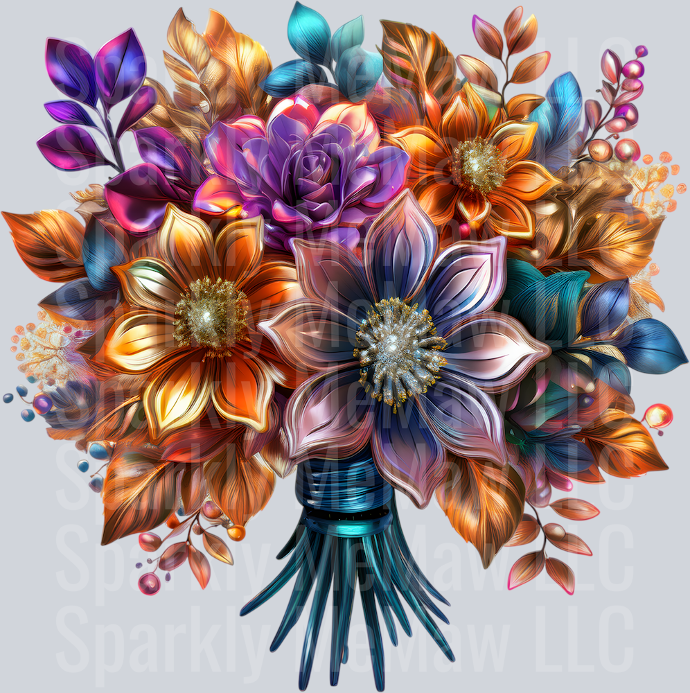 jewel tone floral clipart (172) UV DTF Decal