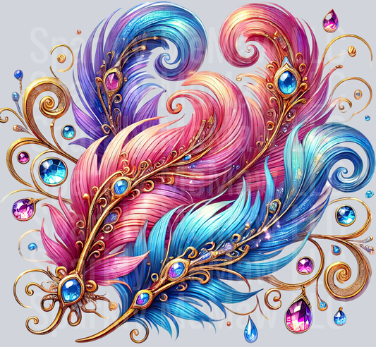 1 Fancy Feathers UV DTF Clip Art Decal