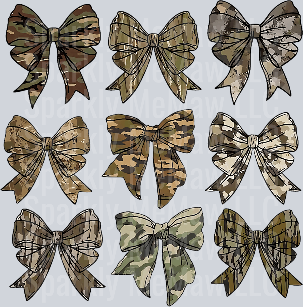 Camo Bow UV DTF Element Sheet