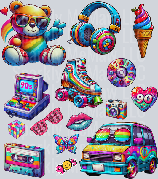 90s.UV DTF Element Sheet