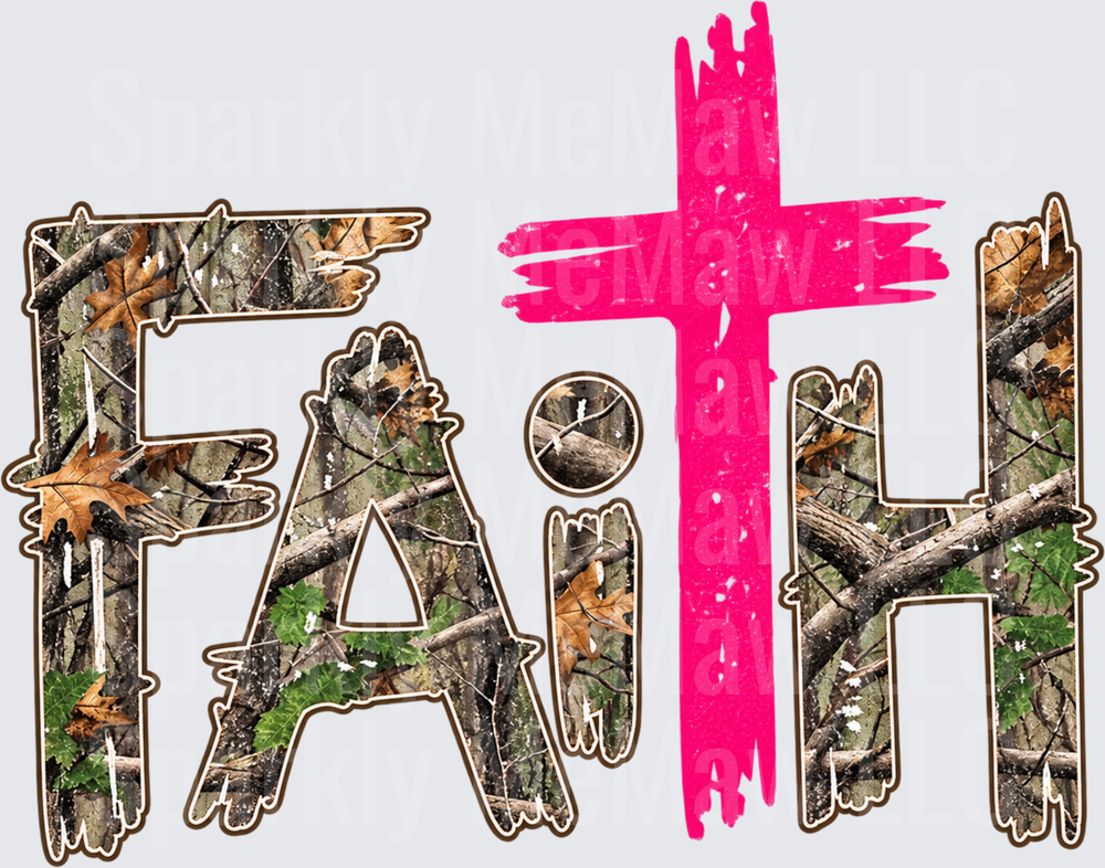 Faith Camo Cross Pink UV DTF Decal