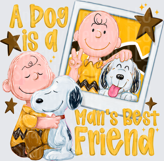Charlie Brown and Snoopy A Dog Is A Man's Best Friend Polaroid Hug UV DTF Decal