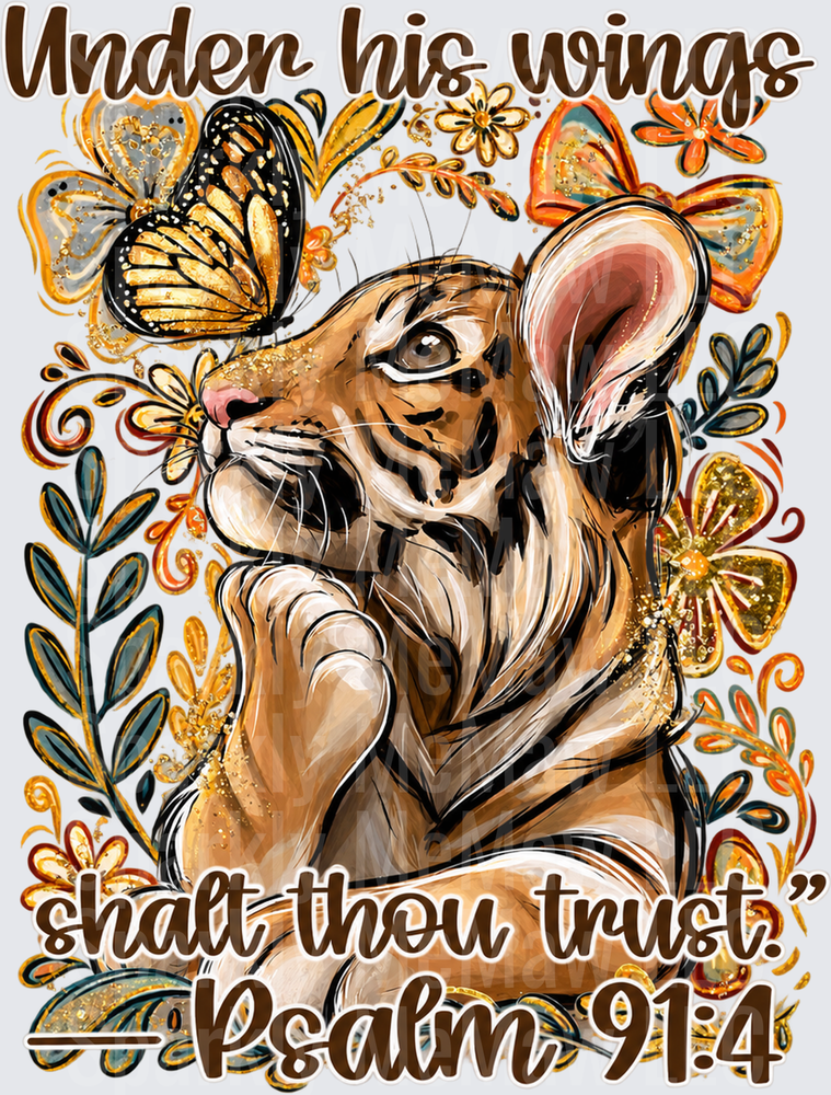 Baby Tiger Psalm 91:4 UV DTF Decal