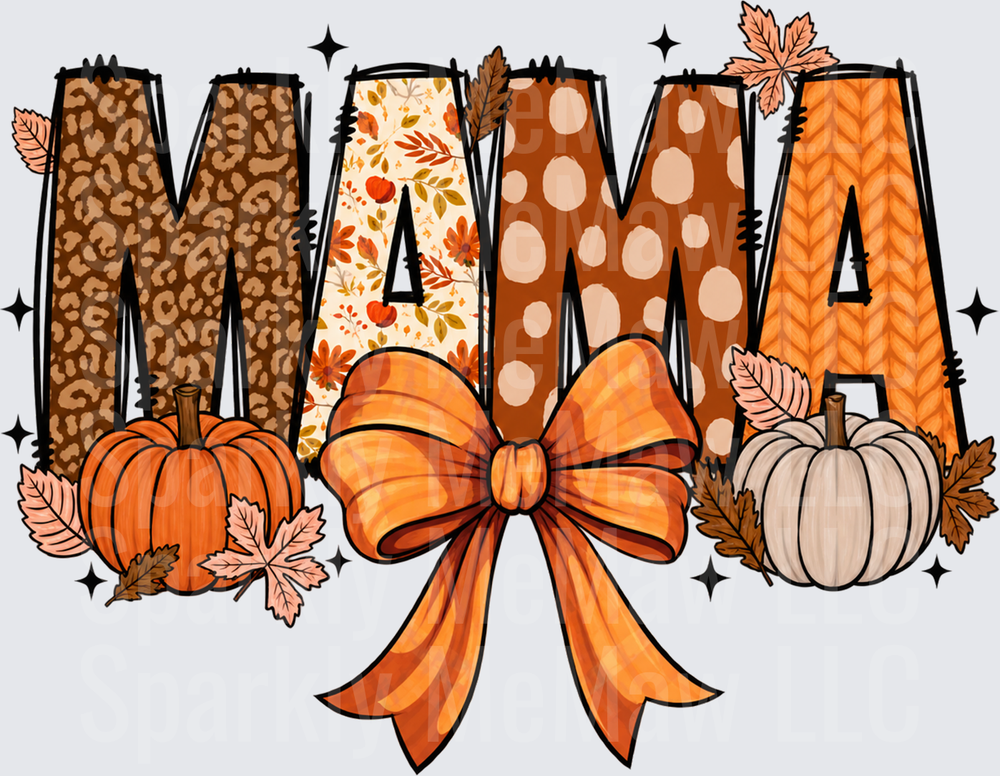 Fall Mama Pumpkin Bow UV DTF Decal