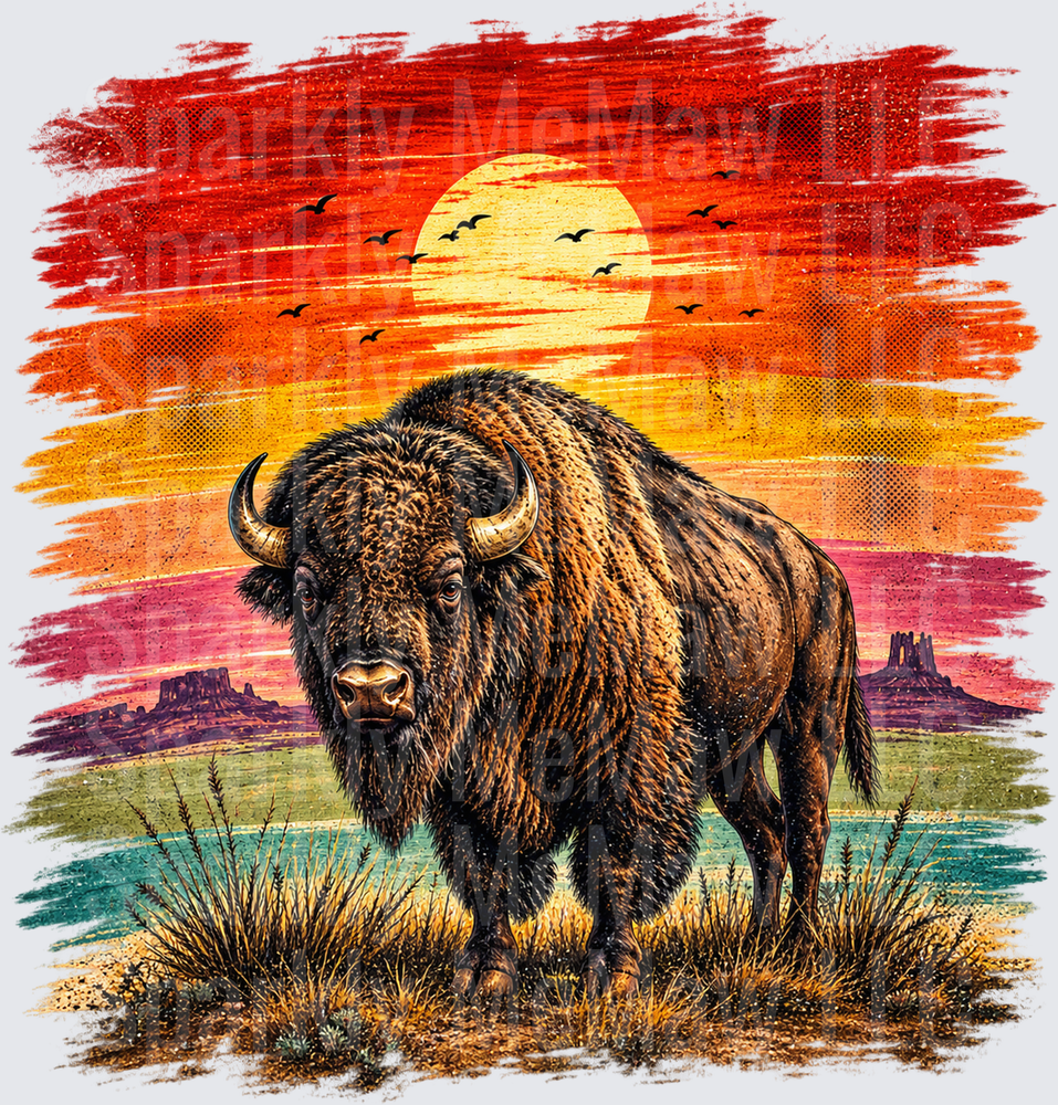 Majestic Bison Southwest Sunset is a UV DTF Decal