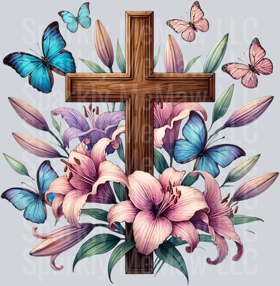 floral cross lilies 8 Clip Art UV DTF Decal