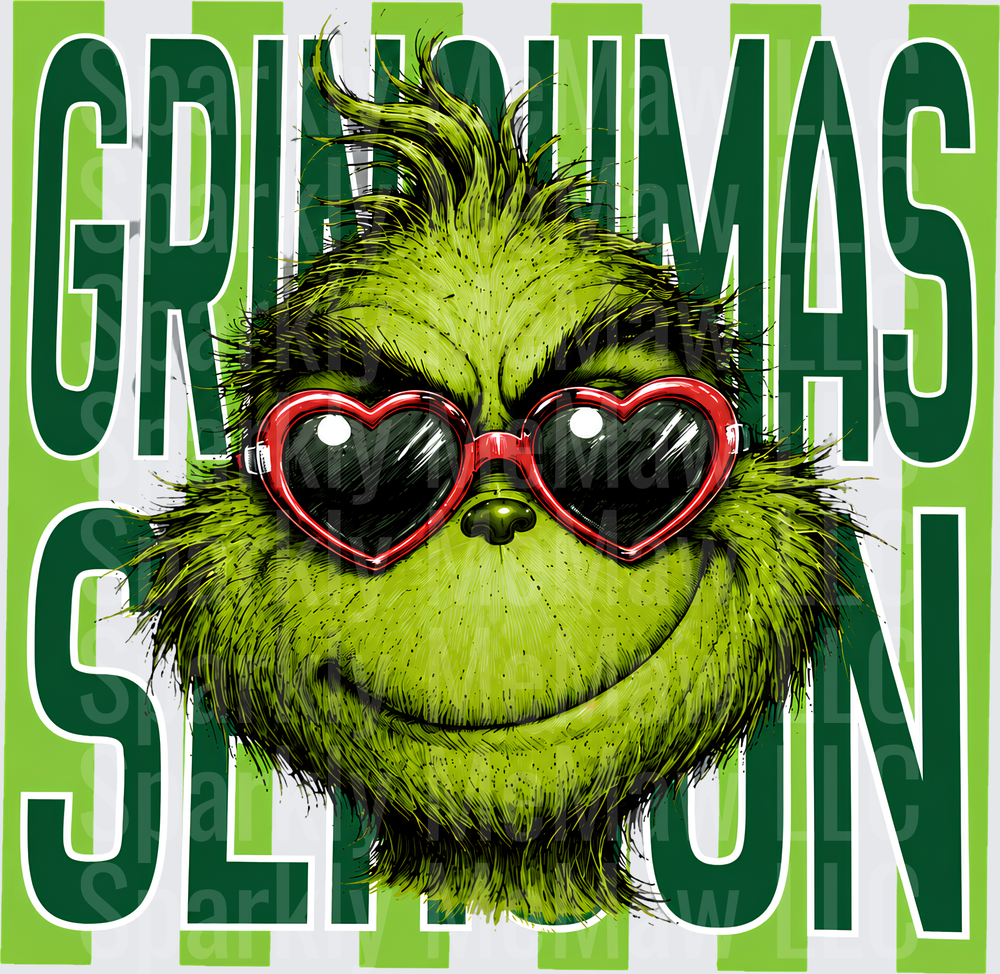 Grinchmas Season Grinch Heart Sunglasses UV DTF Decal