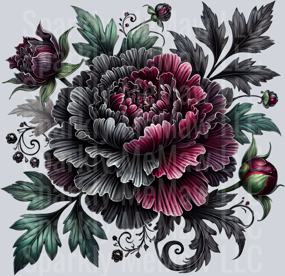 1 Gothic Flowers Clip Art UV DTF Decal