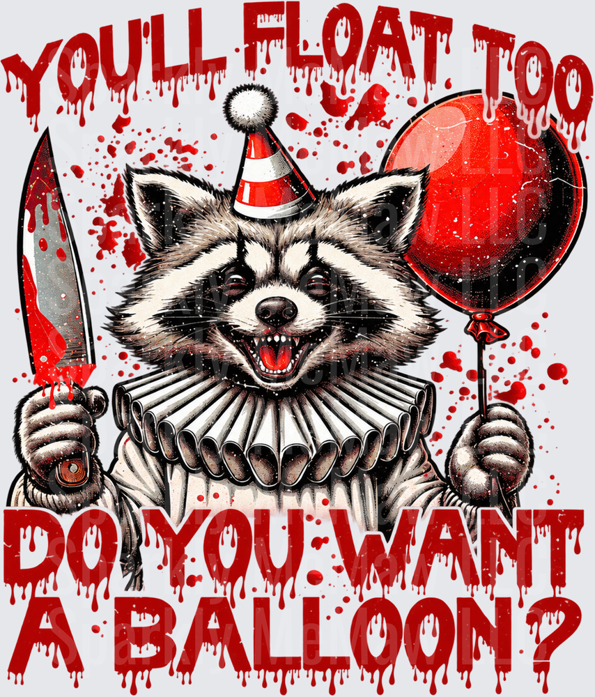 Raccoon Pennywise Balloon Horror this is a uv dtf Decal