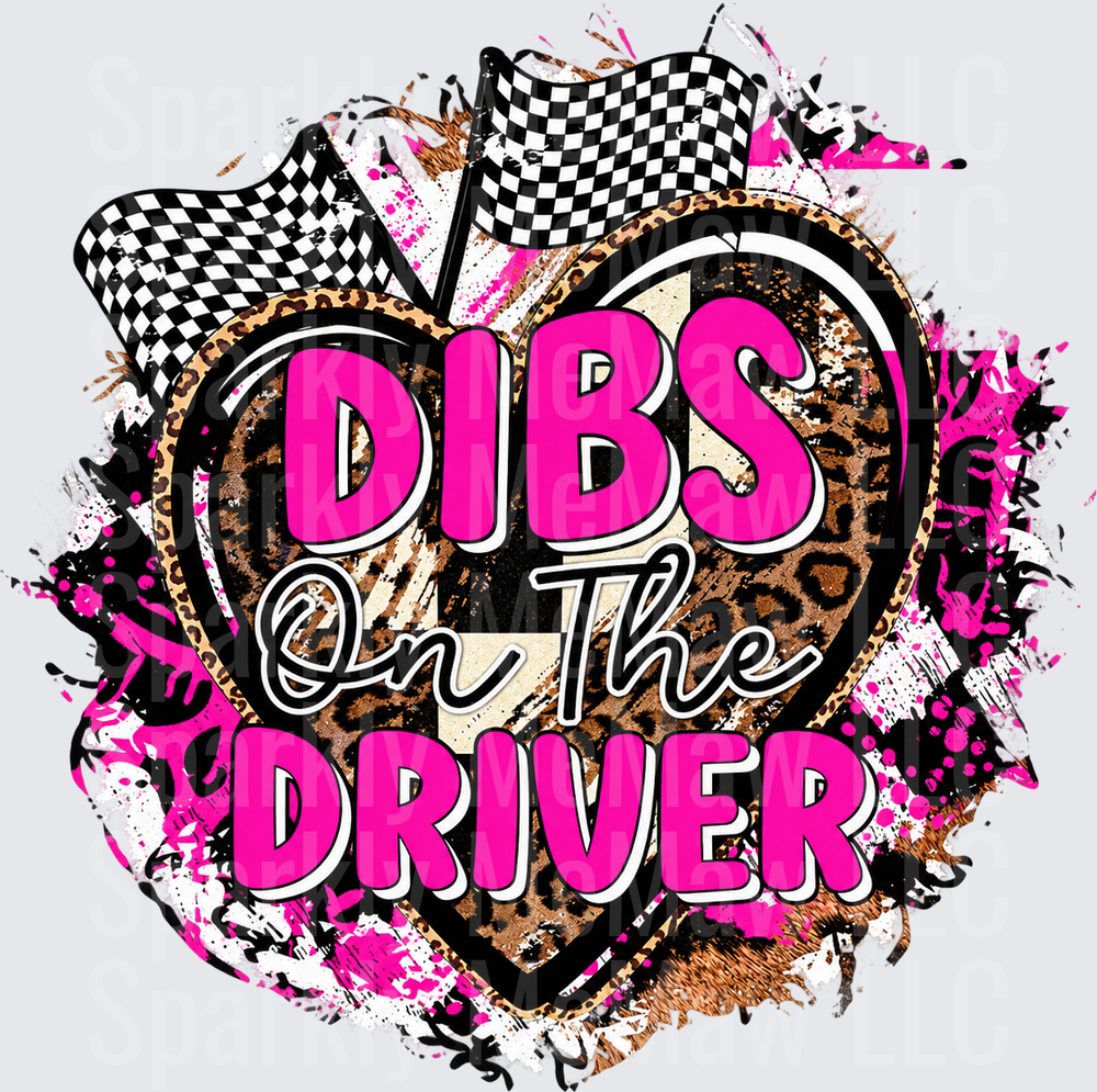 Dibs On The Driver Racing Heart UV DTF Decal