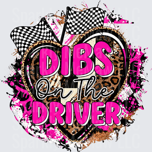 Dibs On The Driver Racing Heart UV DTF Decal