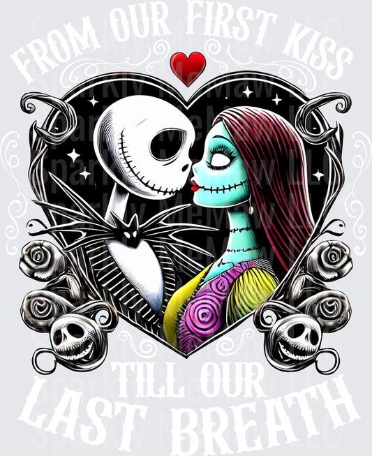 Jack Skellington and Sally Romance Heart Gothic Love Design UV DTF Decal