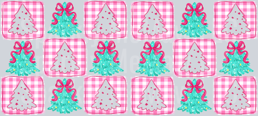 Pink Christmas and Trees 16 oz UV DTF Wap
