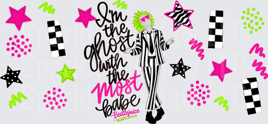 Beetlejuice Ghost With The Most Babe UV DTF 16 OZ Wrap