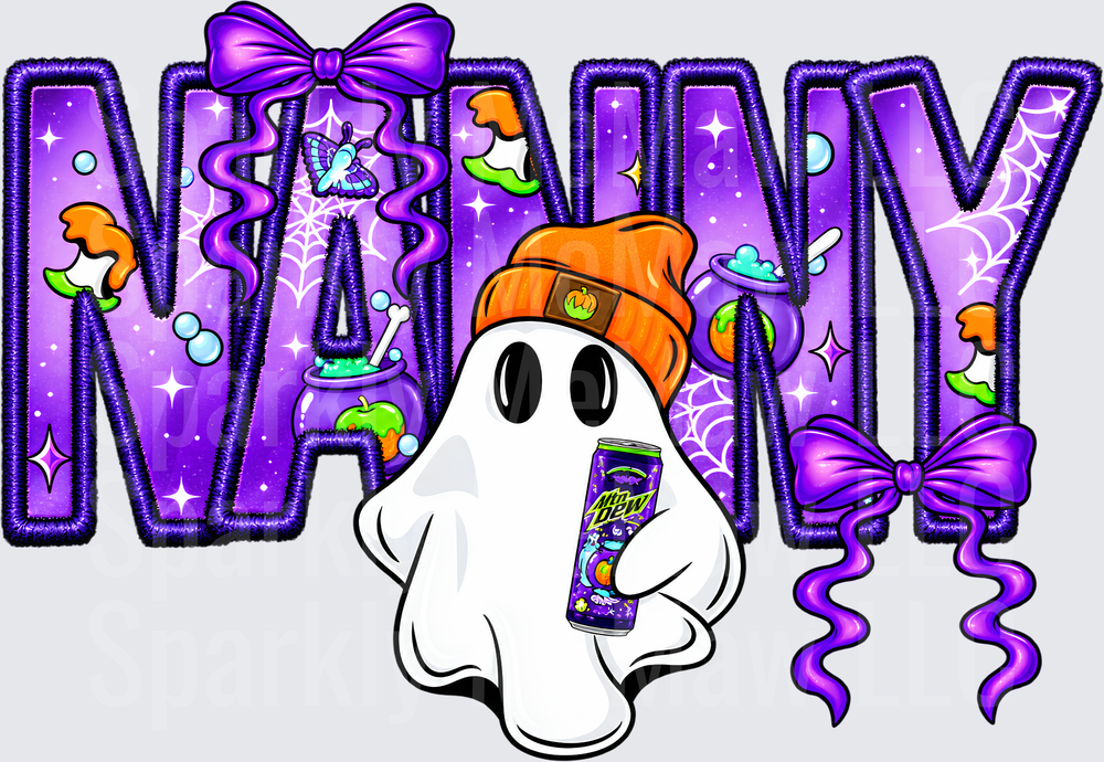 Nanny Halloween Ghost Mountain Dew UV DTF Decal