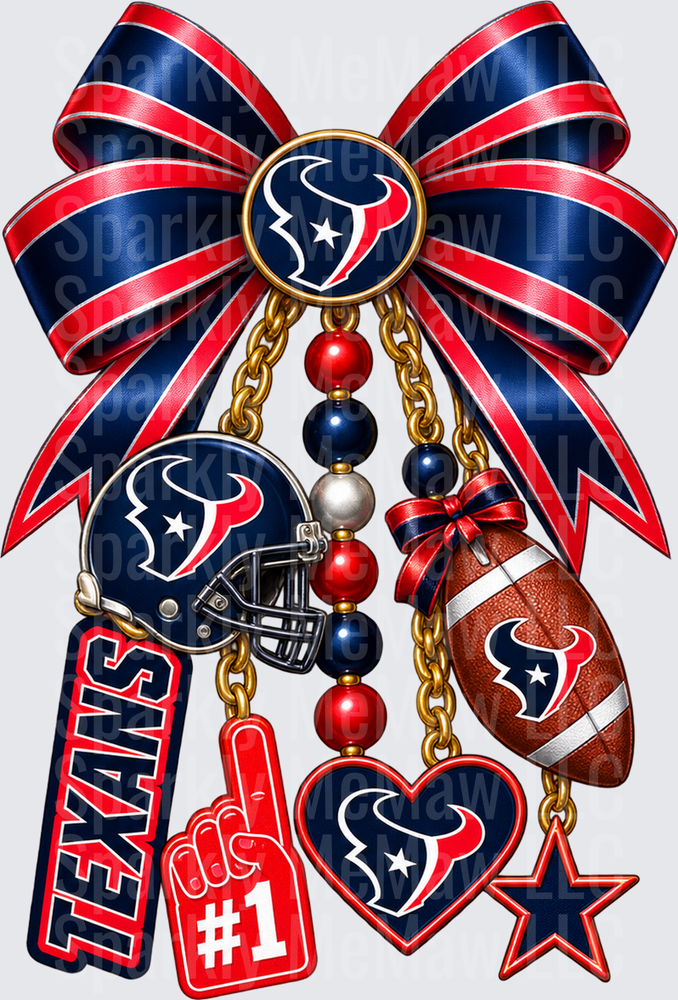 Houston Texans Bow Charm UV DTF Decal