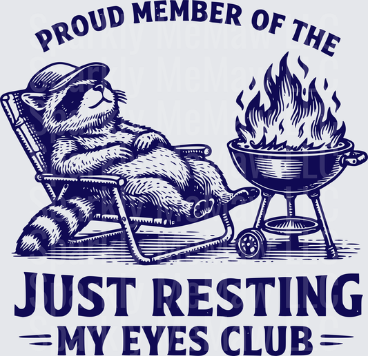 Proud Member of the Just Resting My Eyes Club Bear in Chair with Grill UV DTF Decal