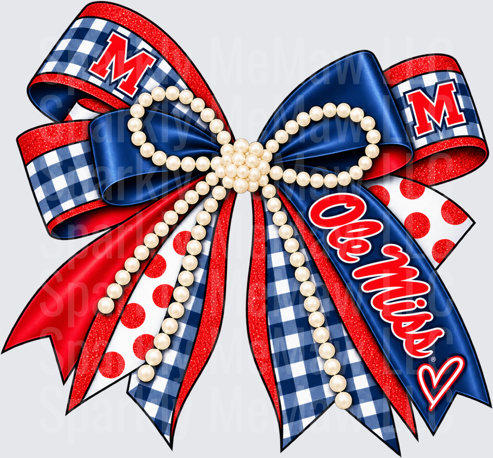 Ole Miss Rebels Bow Pearl UV DTF Decal