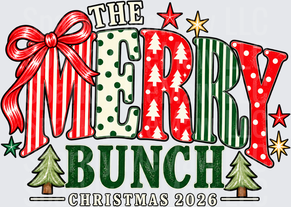 The Merry Bunch Christmas 2026 DTF Transfer for Fabrics