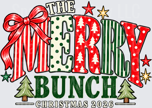 The Merry Bunch Christmas 2026 DTF Transfer for Fabrics