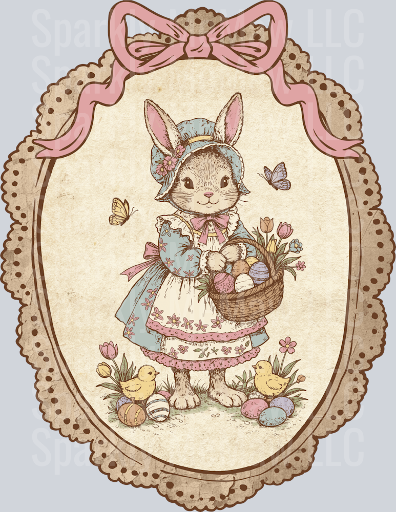 Vintage Spring Easter Bunny UV DTF Decal