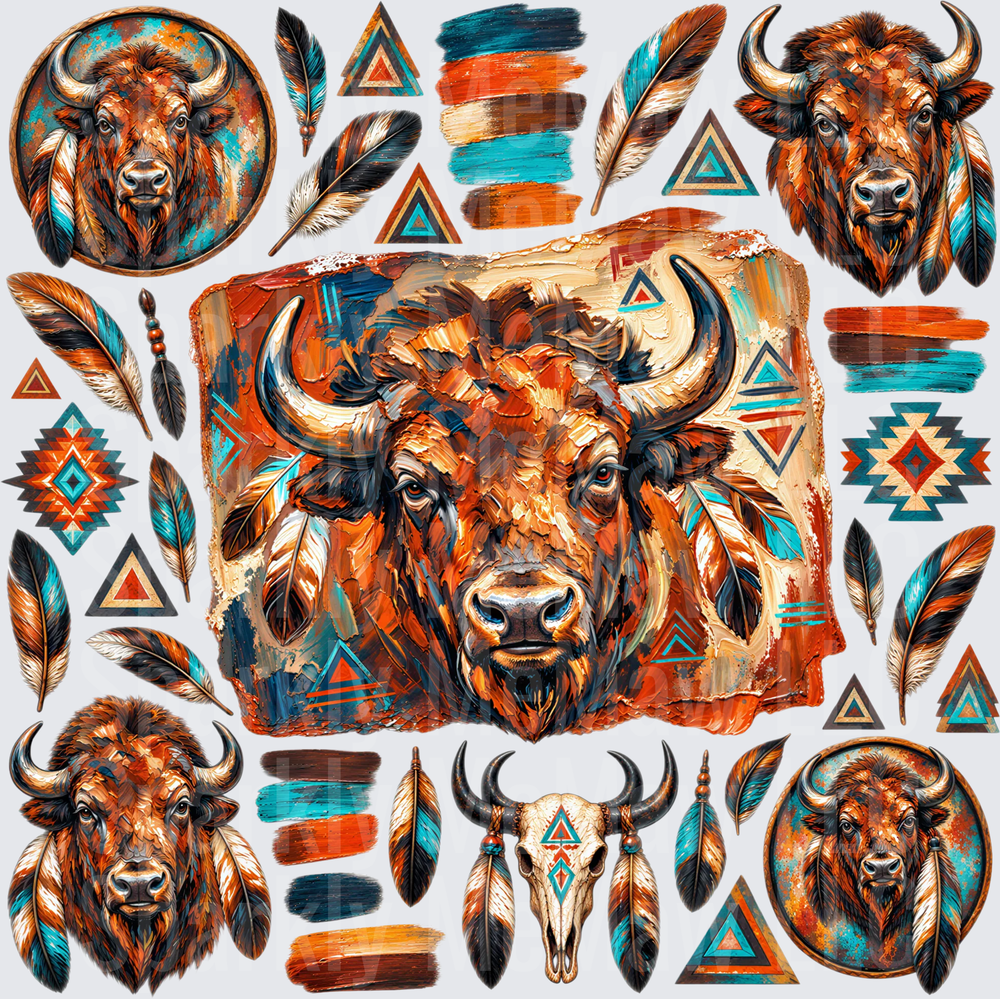 Southwestern Bison Bundle 10x10 Cut/ Peel / Stick Sheet