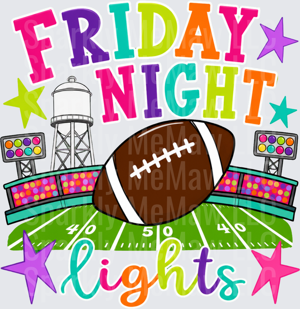Friday Night Lights Colorful Football Stadium Stars uv dtf decal