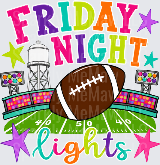 Friday Night Lights Colorful Football Stadium Stars uv dtf decal